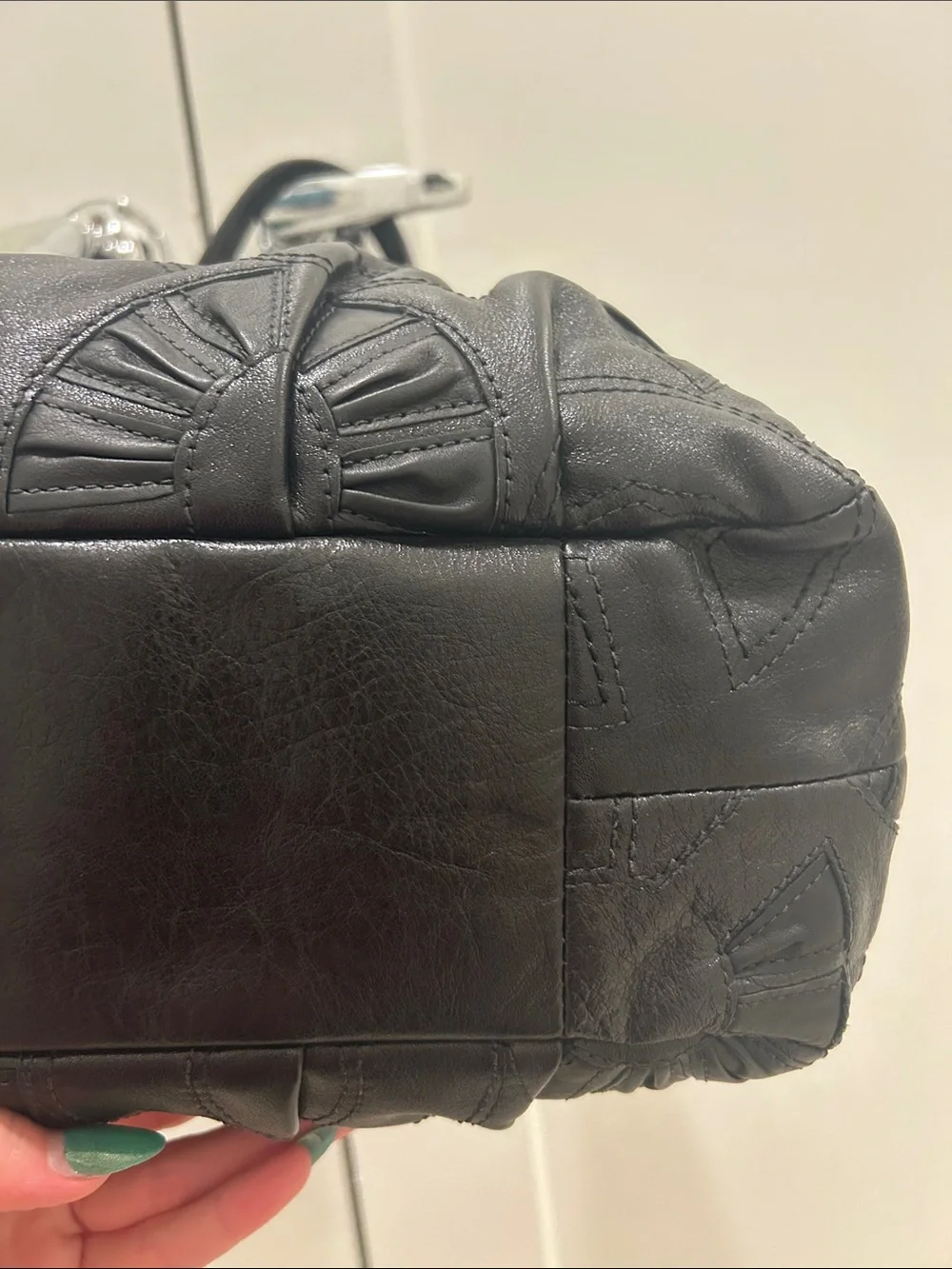 Coach (EUC) Madison Op Art Maggie Embellished Leather Shoulder Bag